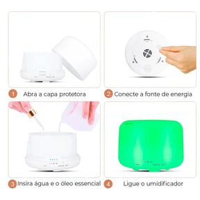 Umidificador de Ar Luminária Ultrassônico 300ml